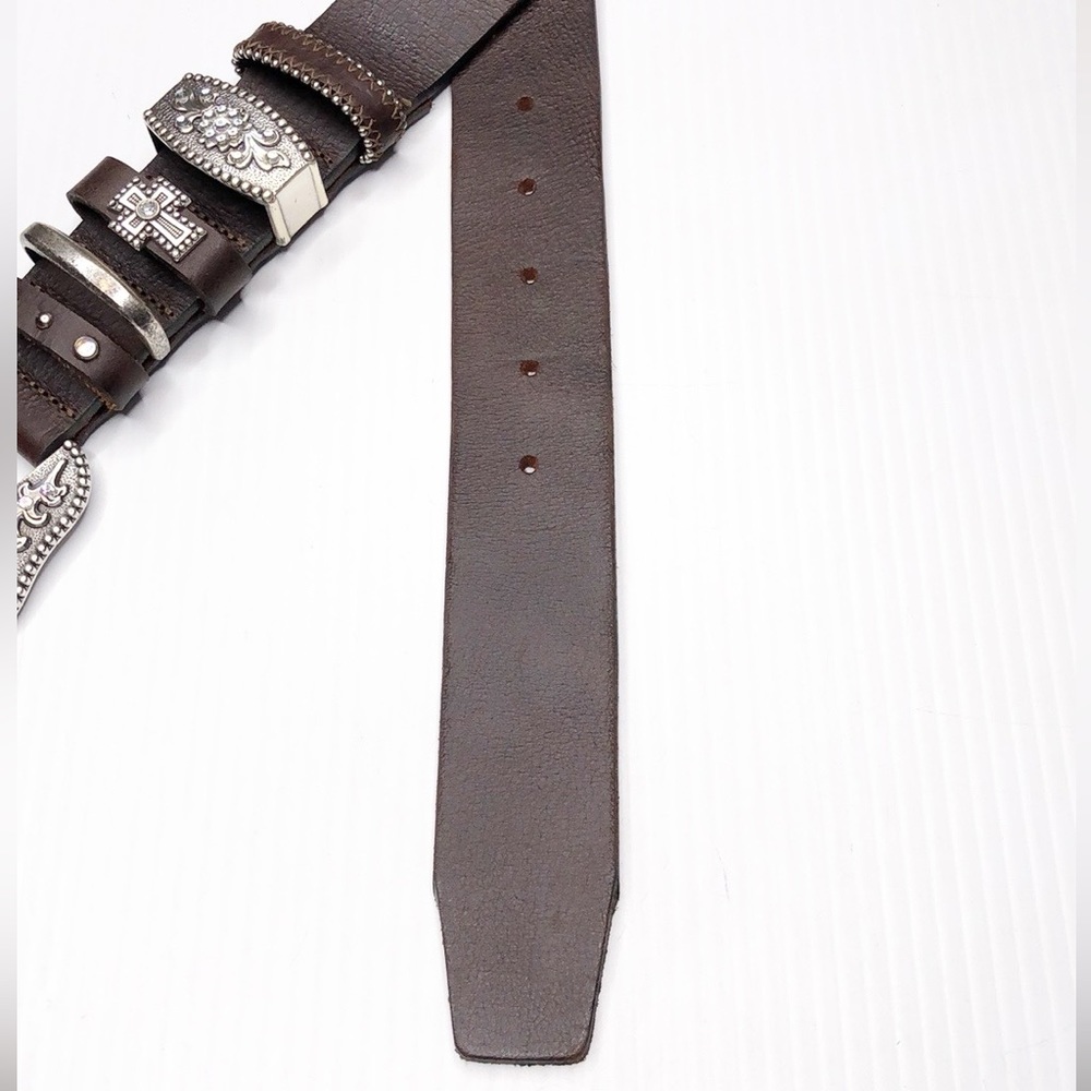 Western Rhinestone Leather Belt - Picture 7 of 7